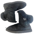 Ugg Bailey Button Short Boots Black Shearling Women's Size 9