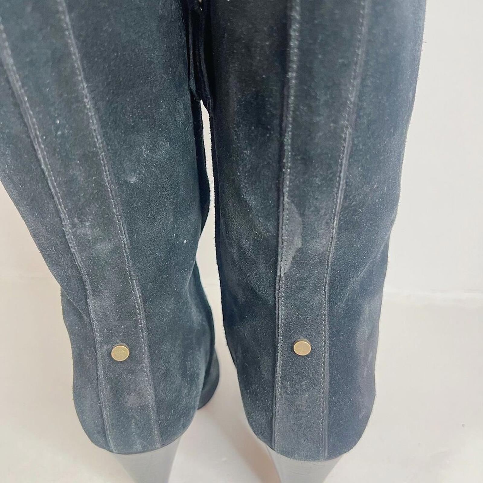 Veronica Beard Olivia Boots Black Suede Nuback Mid Calf Heeled Boots Size 6