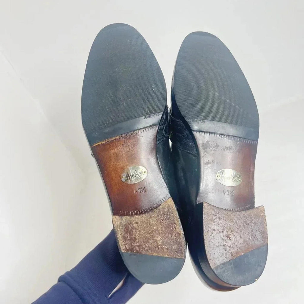 Michel Black Crocodile Leather Loafers With Tassel Size 9.5 US
