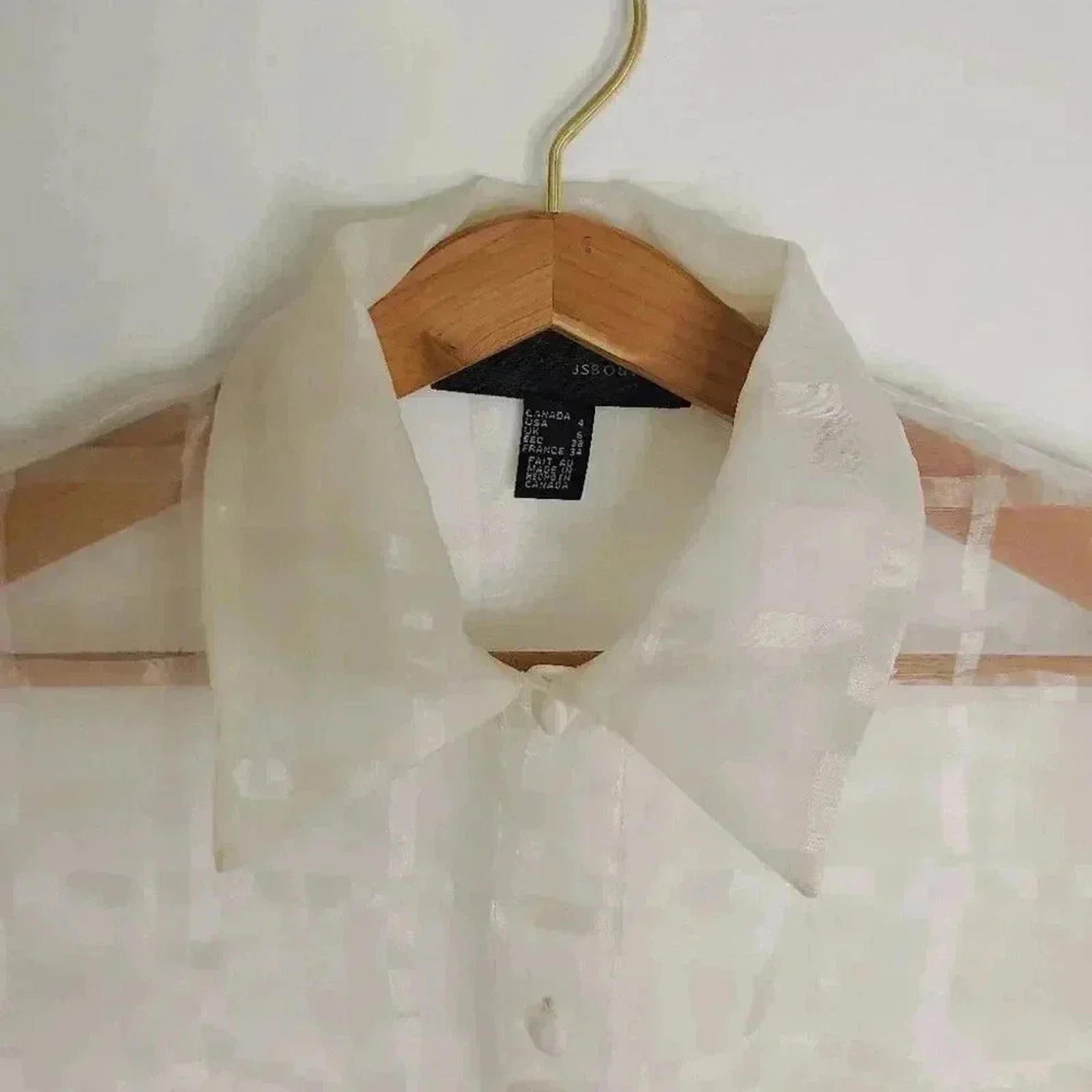 y2k Vintage JS Boutique Sheer White Blouse Chiffon Women's Size 4