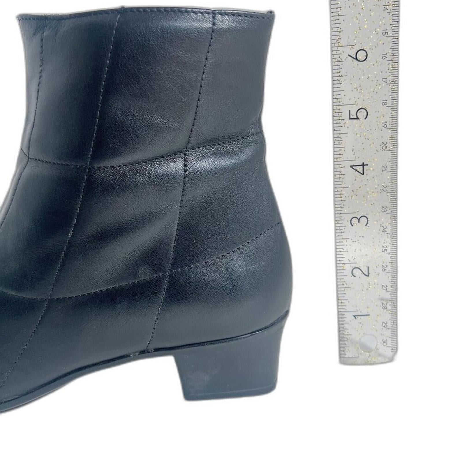 Sesto Meucci y2k Vintage Black Leather Square Toe Booties Quilted Boots Size 8.5