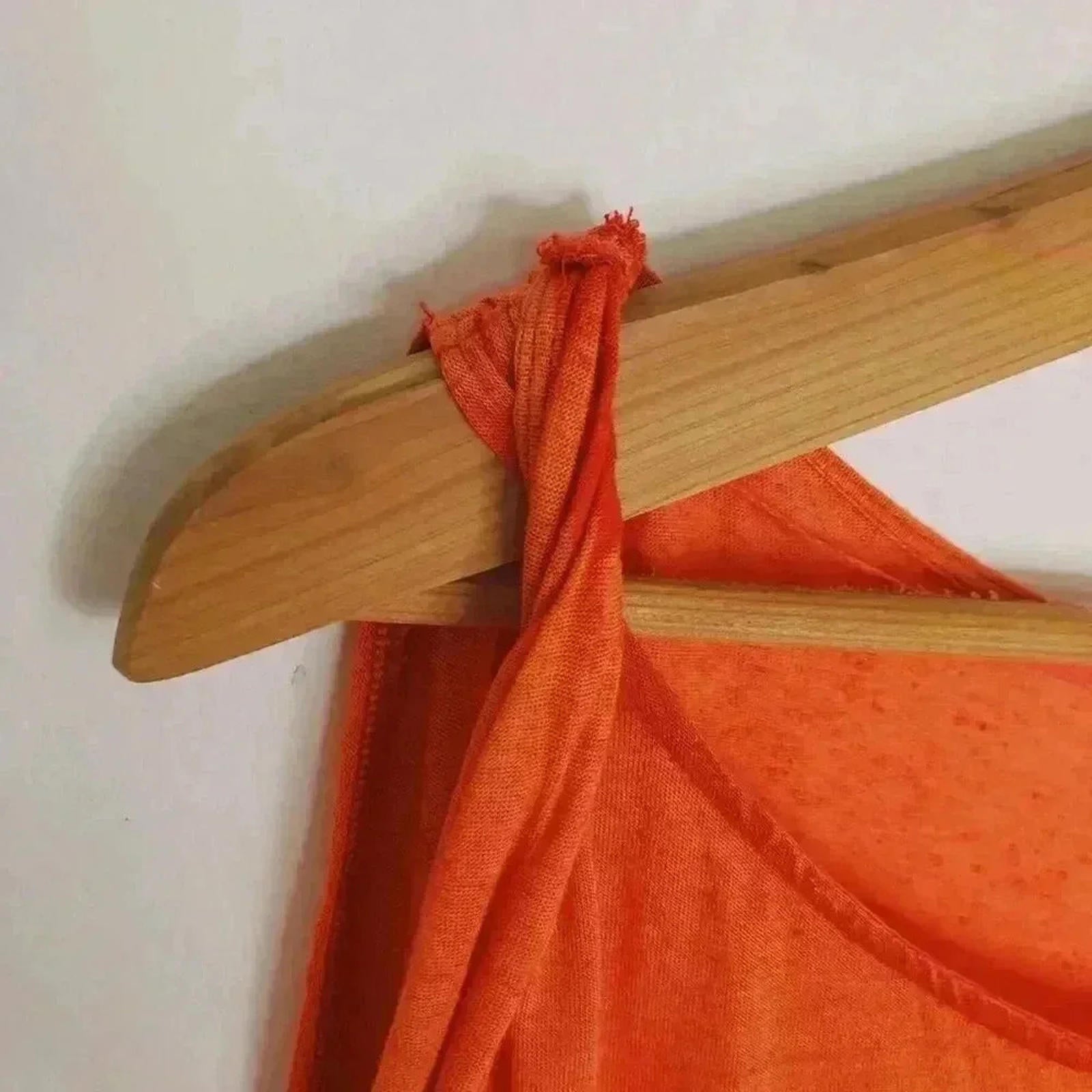 NWT Free People Orange Asymmetrical Burnout T Shirt Top Women's Size S
