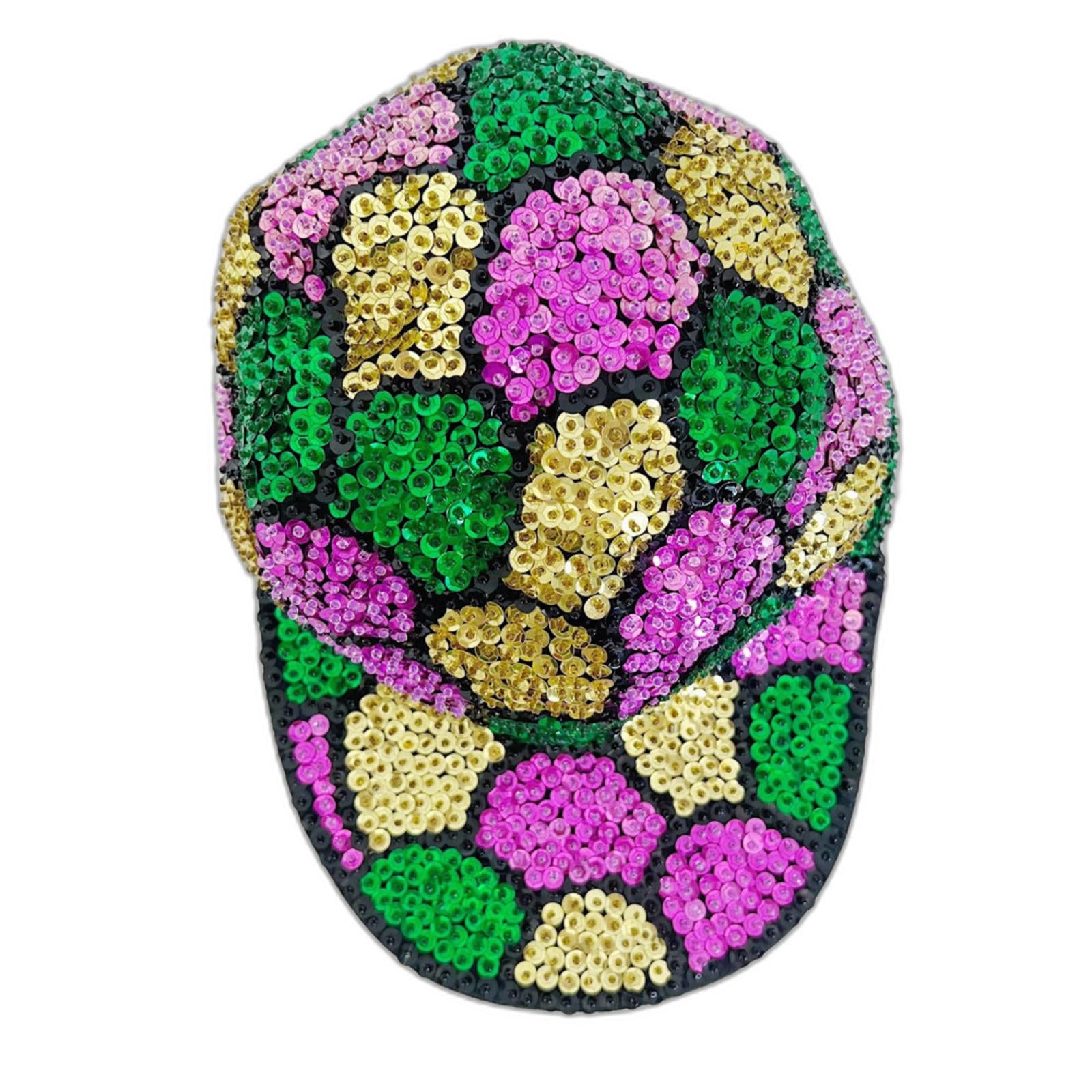 Handmade Sequined Hat Mardi Gras Baseball Cap Newsboy Cap Party Green Purple