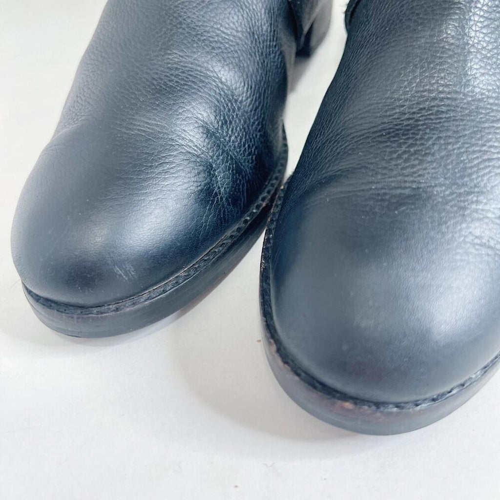 Fossil Black Pebbled Leather Riding Boots Knee High Boots Old Money Size 10