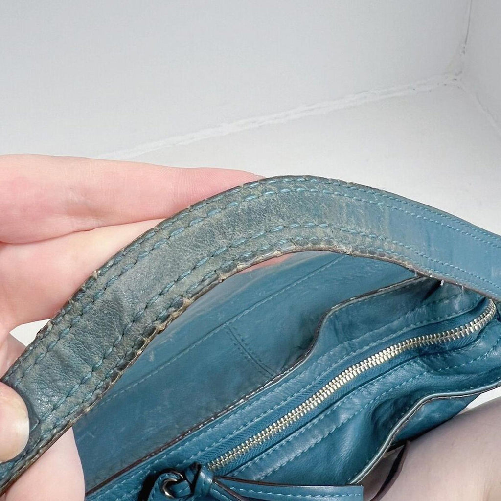 Vintage Coach Leather Hobo Bag Tosca Teal Blue Shoulder Bag Purse