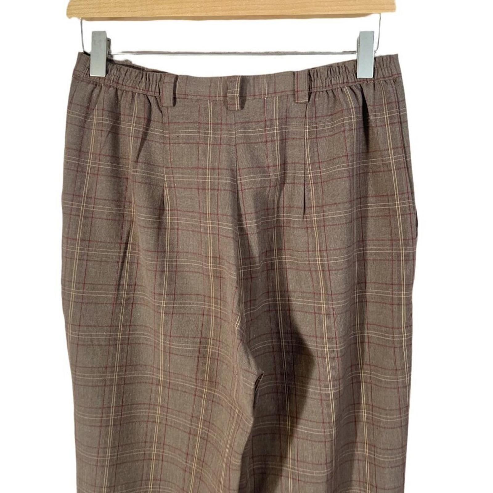Vintage Sag Harbor Brown Plaid Slacks Trousers Dark Academia Size 6