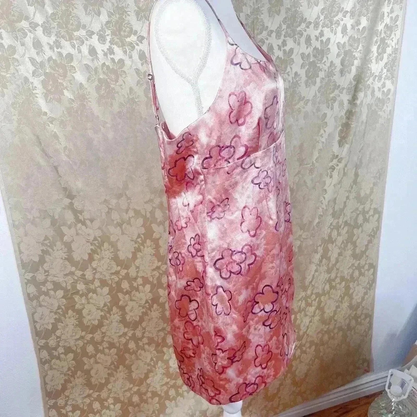 Wild Fable Light Pink Floral Design Satin Sheath Dress Women's Size L