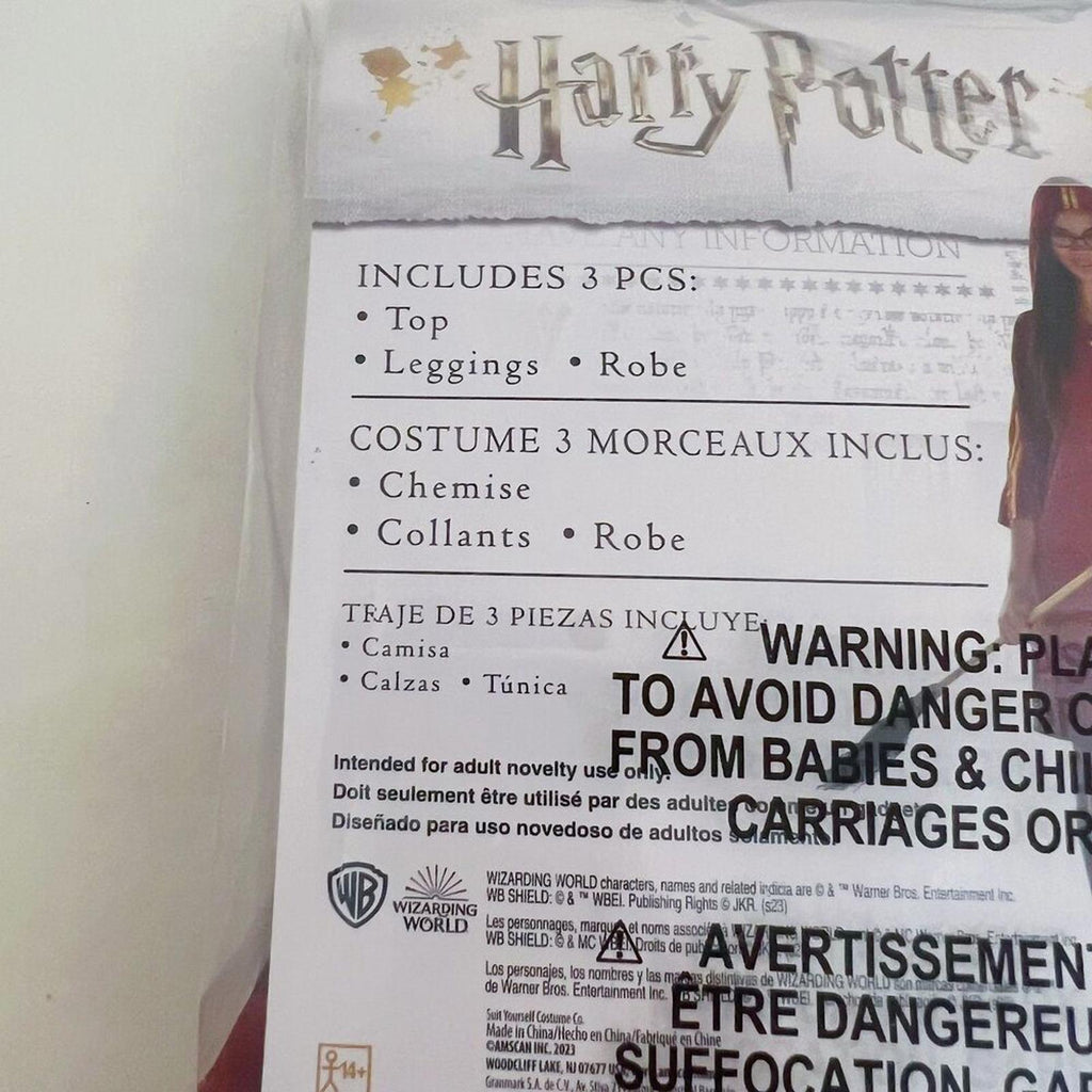 NWT Harry Potter Gryffindor Quidditch Halloween Costume Ginny Weasley Size L
