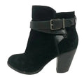 Gianni Bini Black Suede Buckled Heeled Booties Ankle Boots Women's Size 7