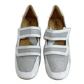 Sesto Meucci Gyan Napa Leather Mary Jane Sneakers White Silver Size 7.5 N