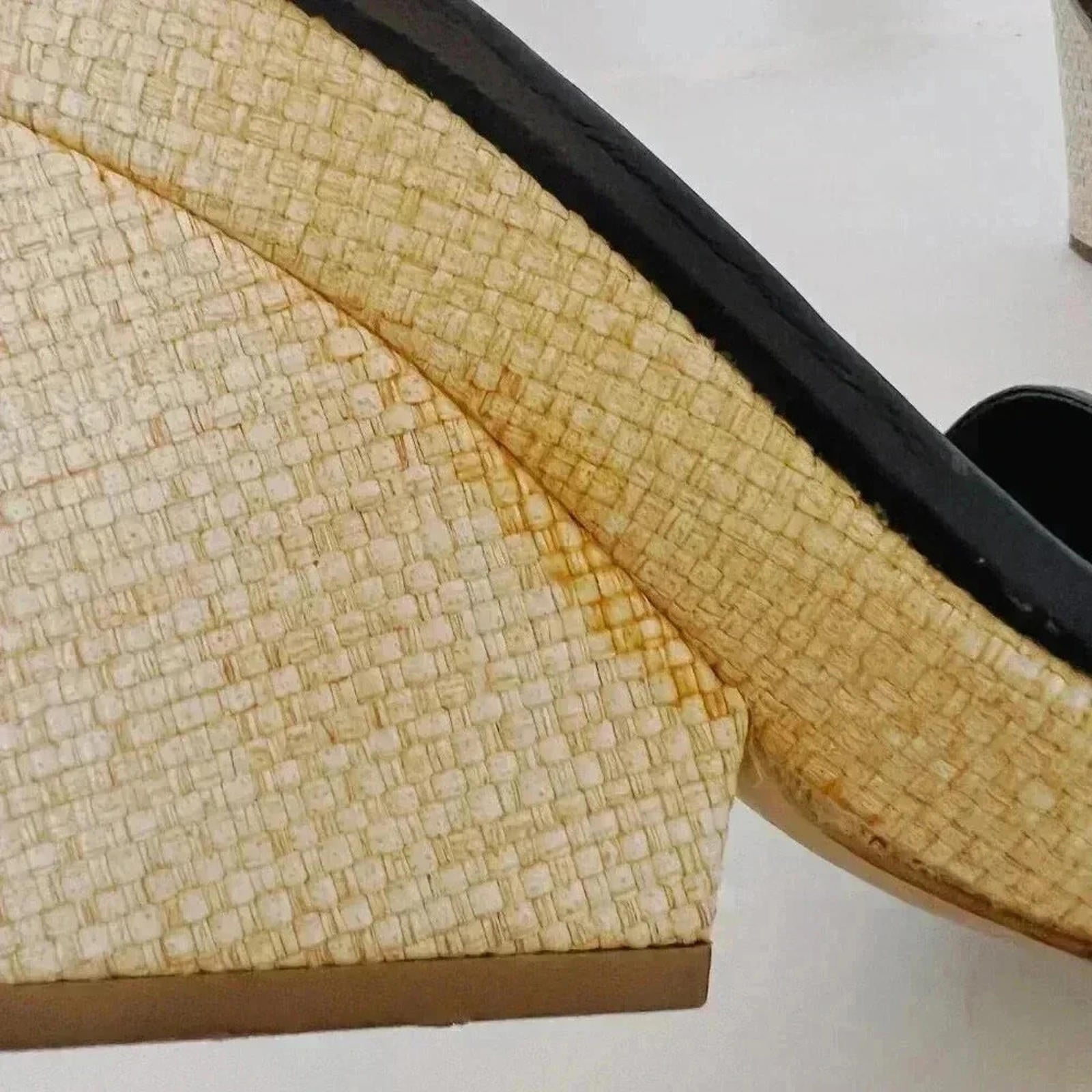Kate Spade Black and Tan Leather Woven Wedges Women's Size 8