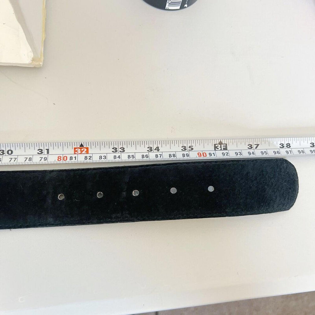 Magid Black Suede Belt Gold Statement Buckle Vintage 90s y2k Women's Size L