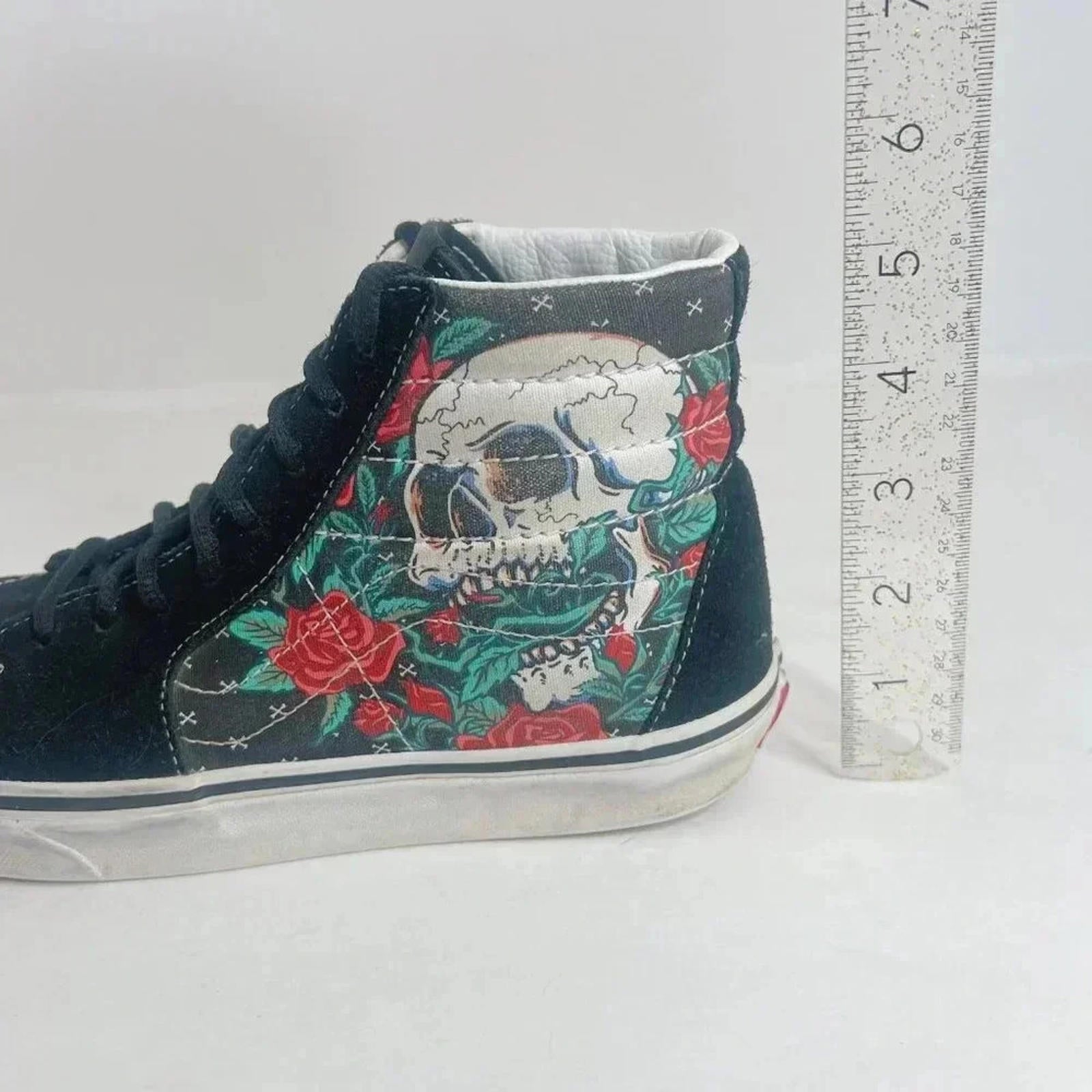 Vans Sk8-Hi Rose Skulls High Top Sneakers Men's Size 6.5