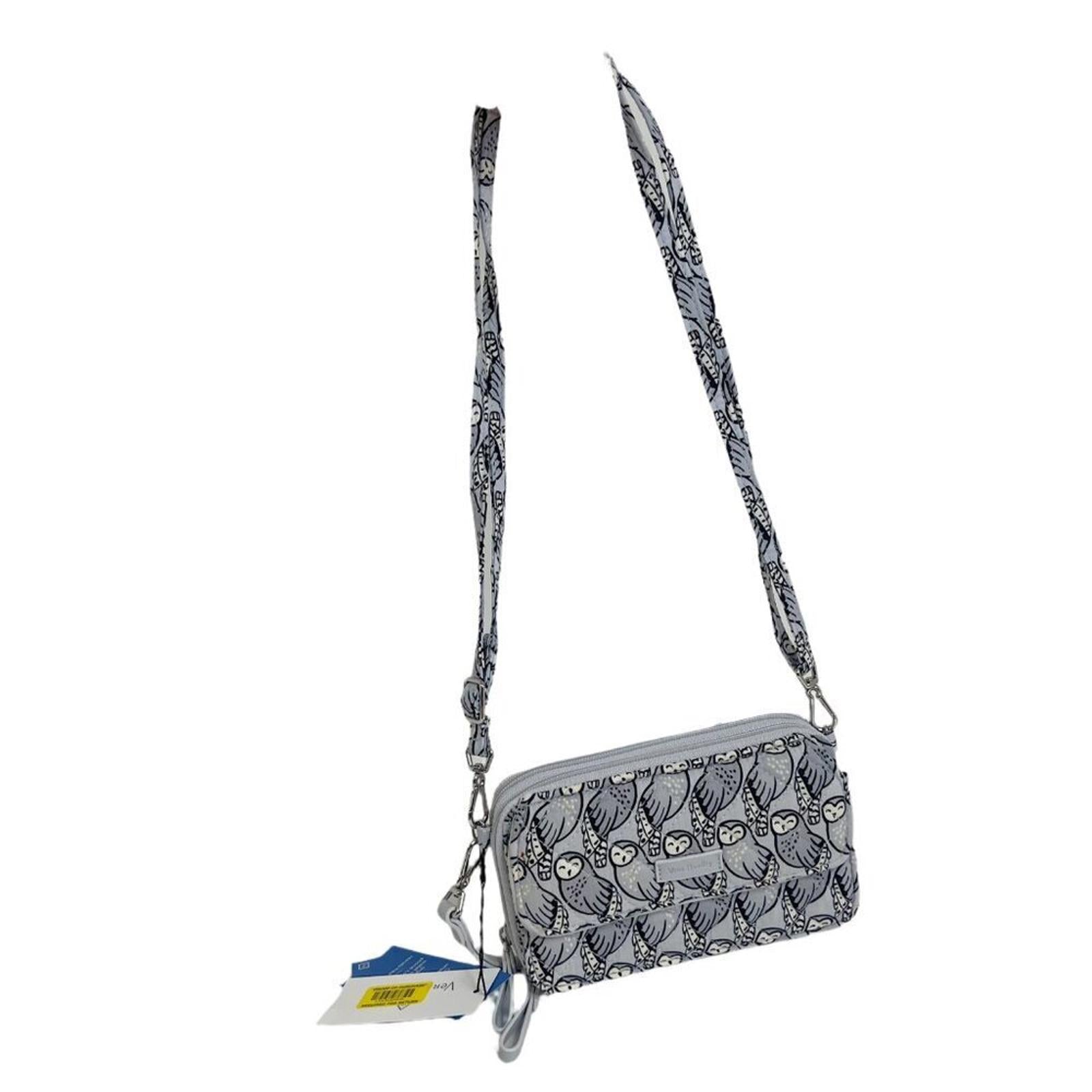 NWT Vera Bradley Grey Owl Print Performance Twill All in One Crossbody Purse