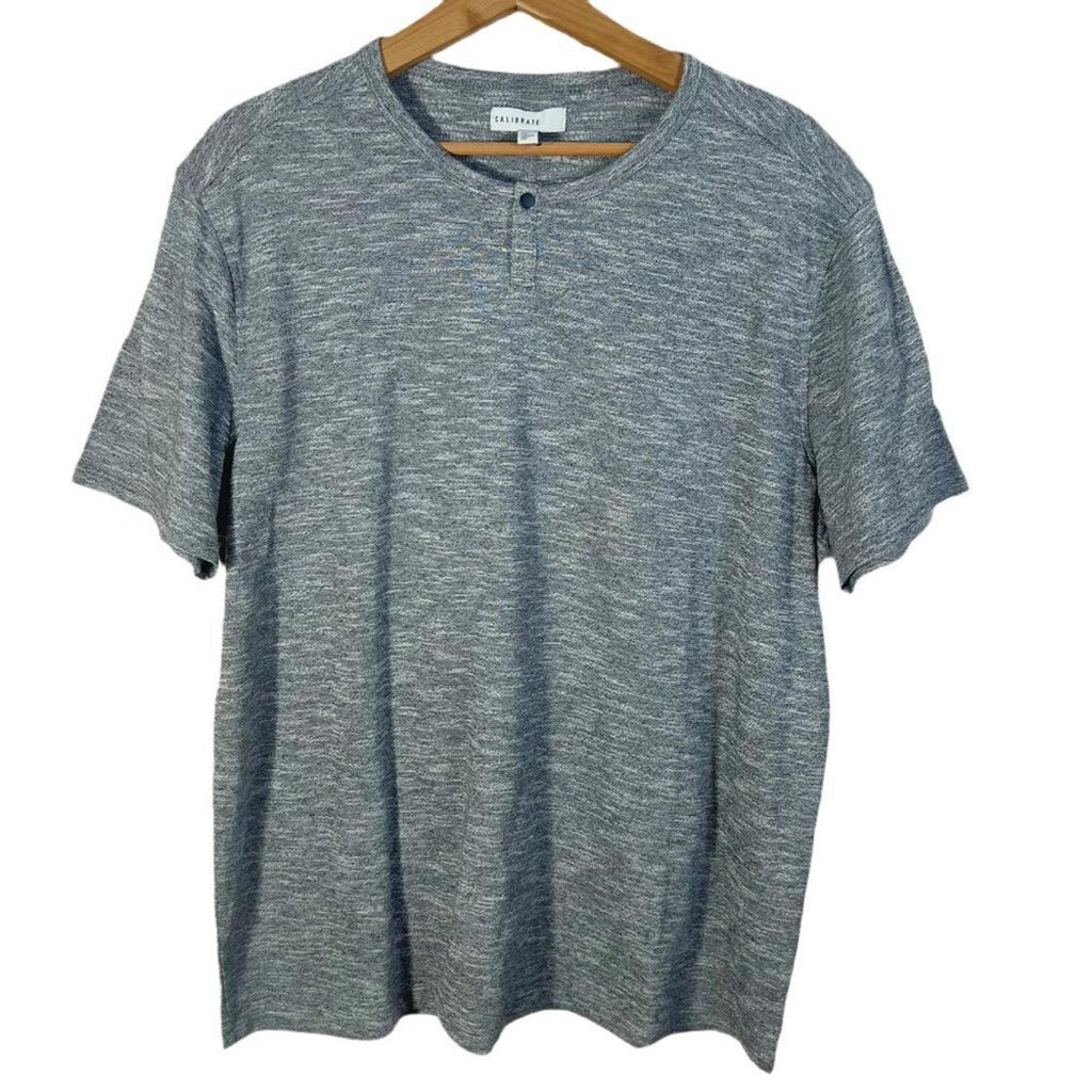 NWT Calibrate Men's Button Grey Heathered T Shirt Size XL