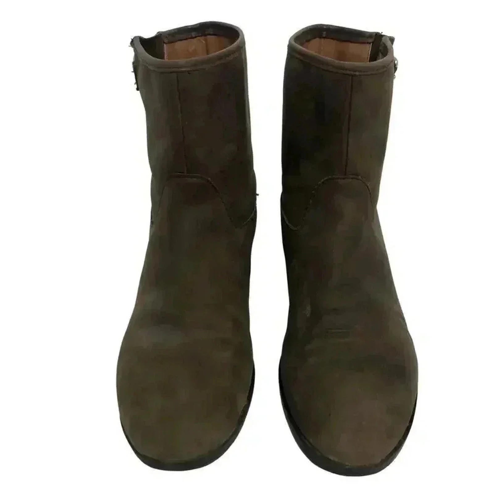 GAP Distressed Leather Mushroom Brown Leather Booties Buckle Moto Boot