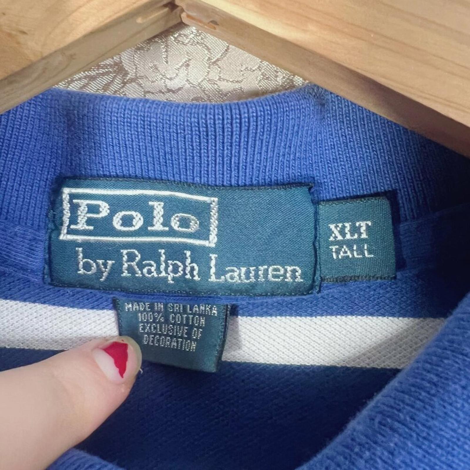 POLO Ralph Lauren Blue White Stripes Polo Shirt Men's Size XLT