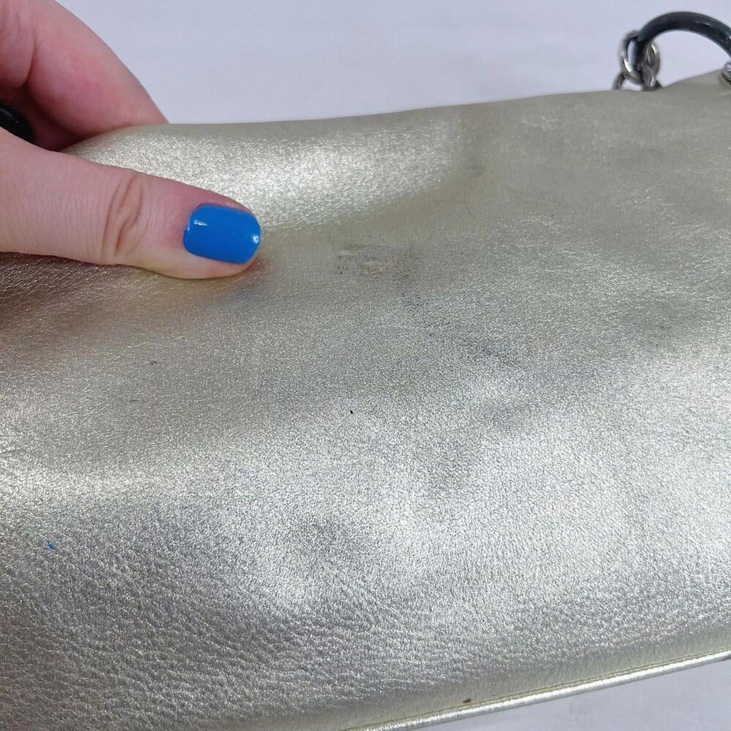 Vintage Michael Kors Fulton Gold Leather Shoulder Bag Silver Chain Purse