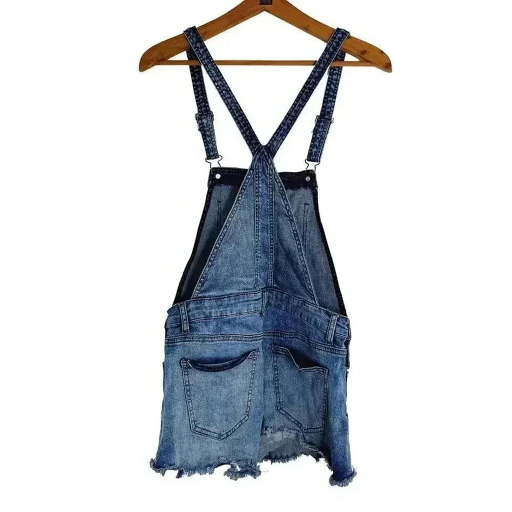 Ashley Mason Women's Acid Wash Denim Overall Shorts Country Western Size L