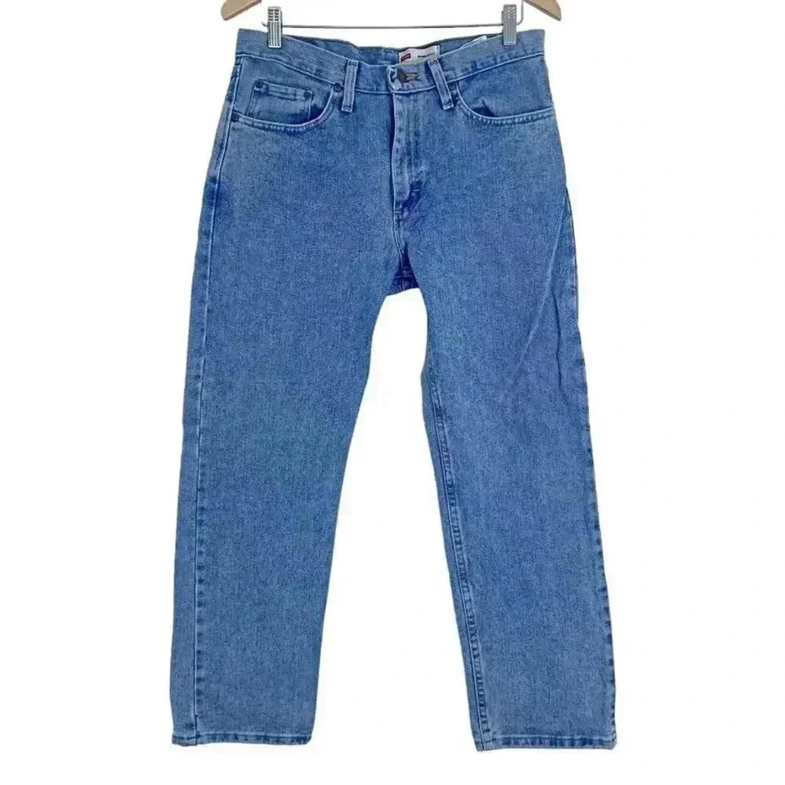Wrangler Medium Wash Regular Fit Straight Leg Jeans Light Wash Mid Rise 32 x 30