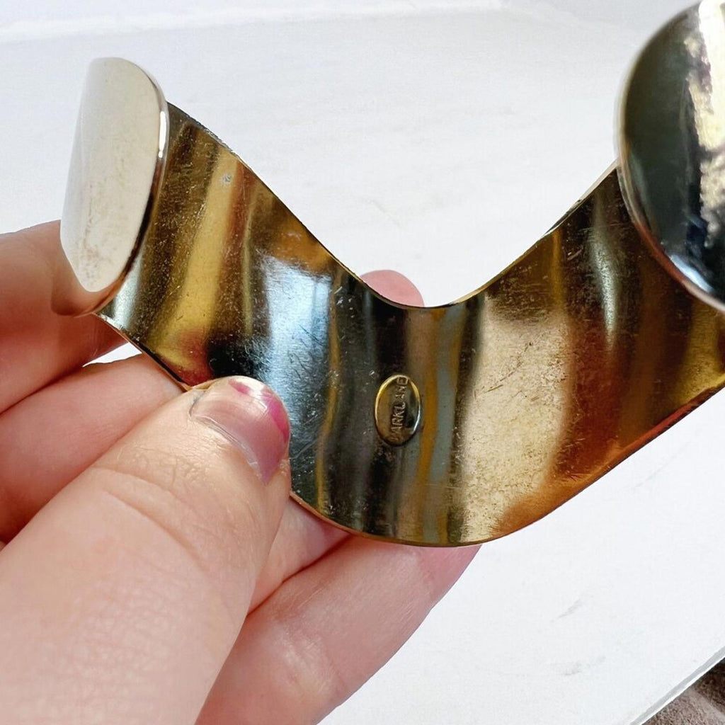 Vintage Parklane Gold V Shaped Cuff Bracelet Statement Boho Chic Bohemian