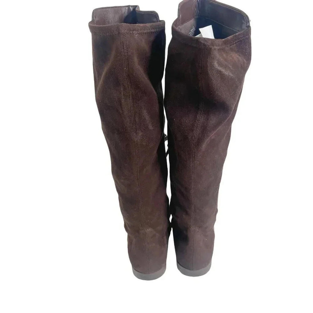 Nine West Brown Leather Faux Suede Knee High Pointed Toe Boots Size 10