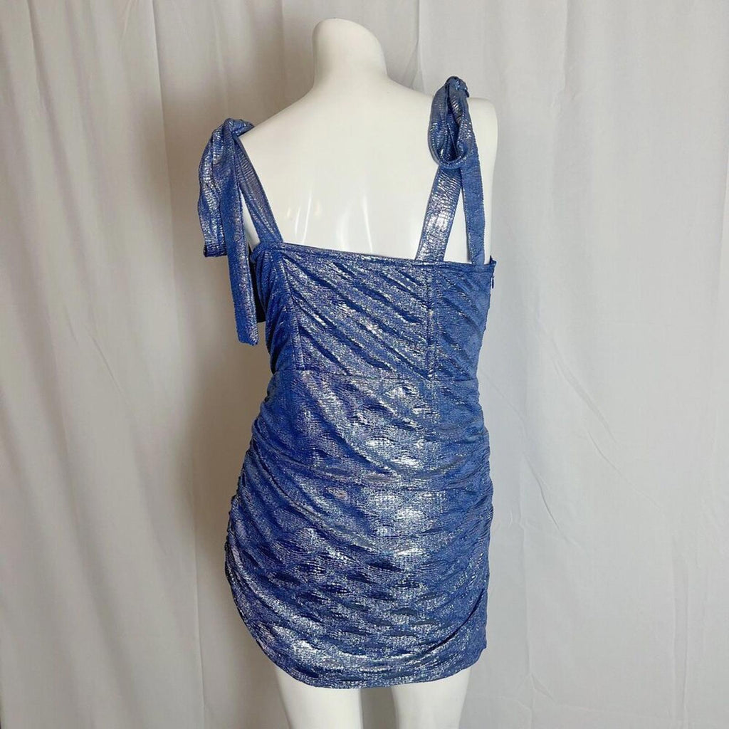 Lioness Senorita Mini Dress in Metallic Blue Mini Dress Club Rave Size M