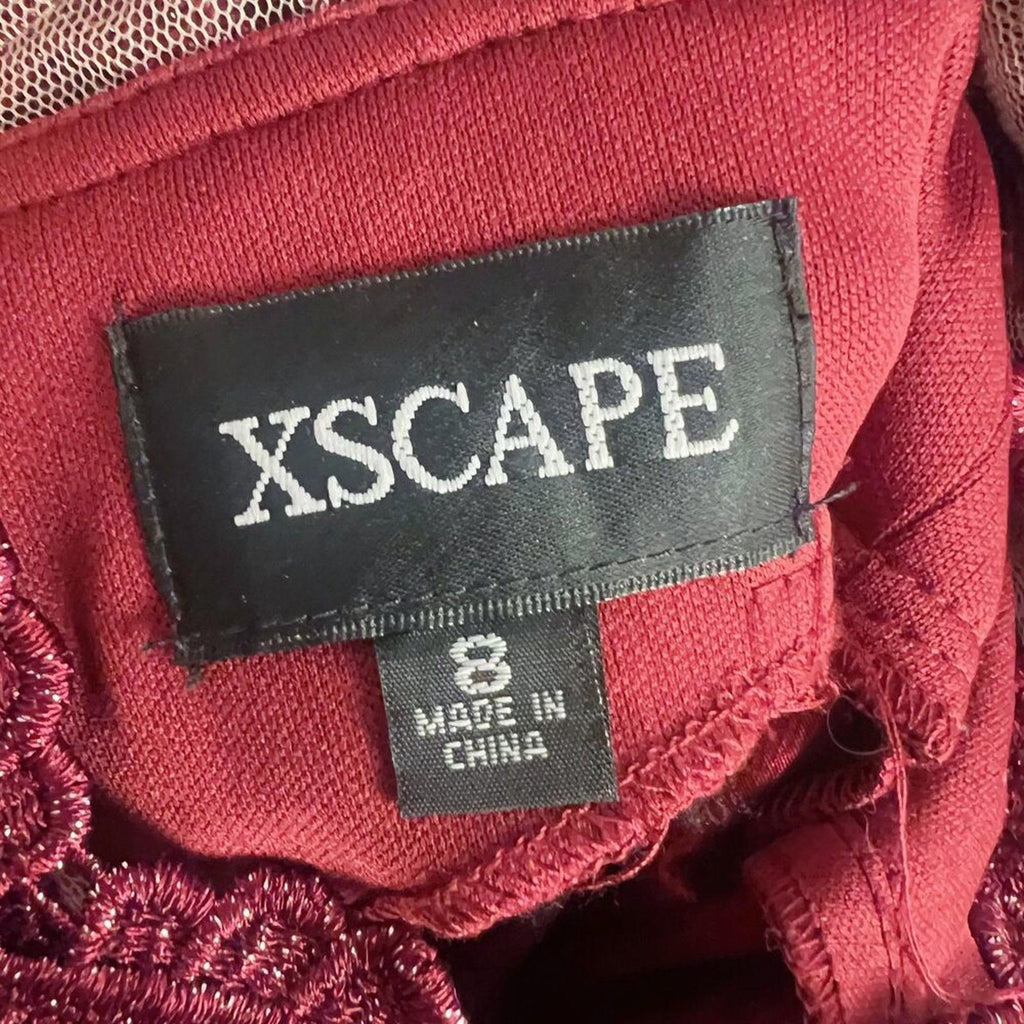Xscape Sleeveless Stretch Truffeta Dress Lace Red Mermaid Gown Goth Alt Size 8