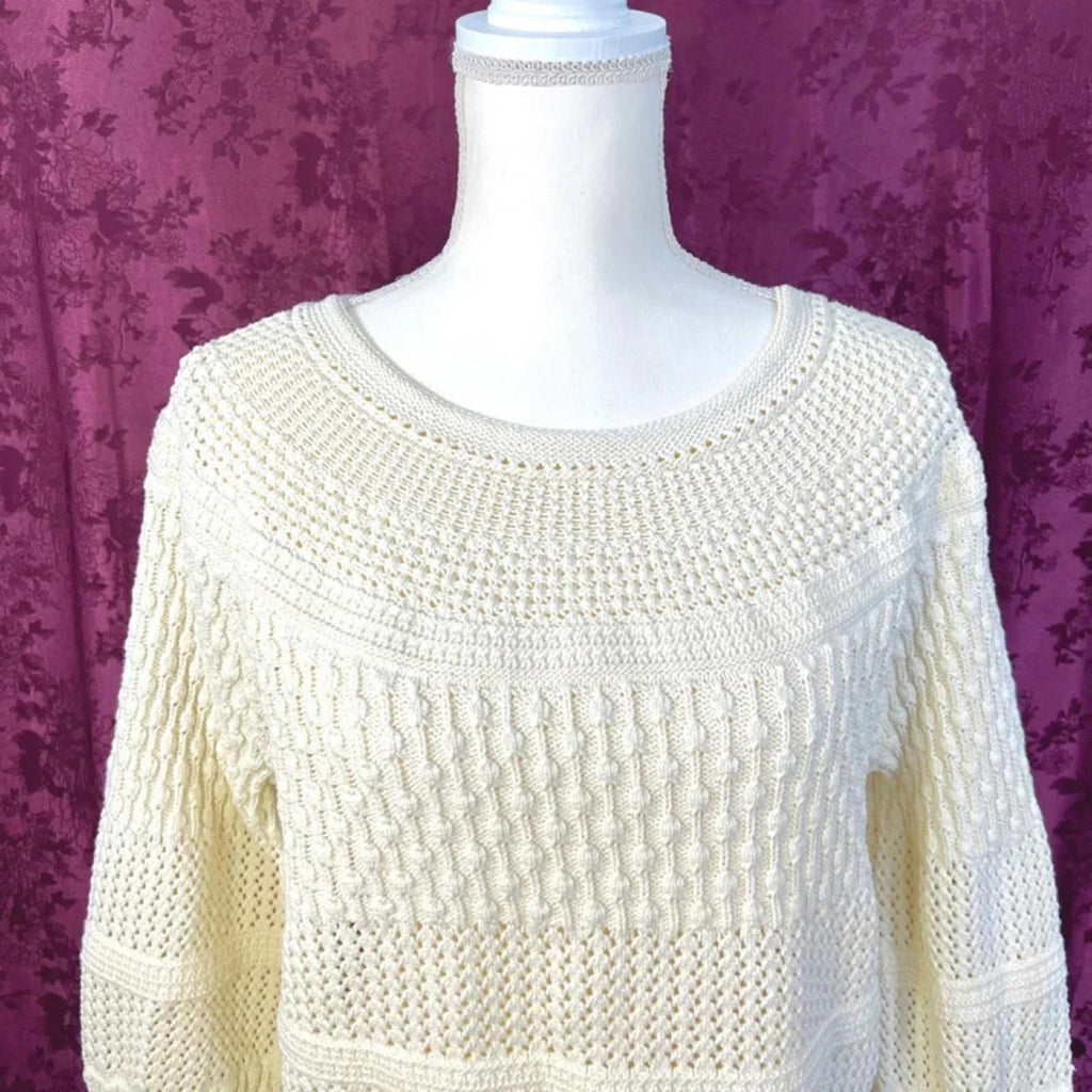 Talbots Cream Cotton Knit Sweater Women's Size M