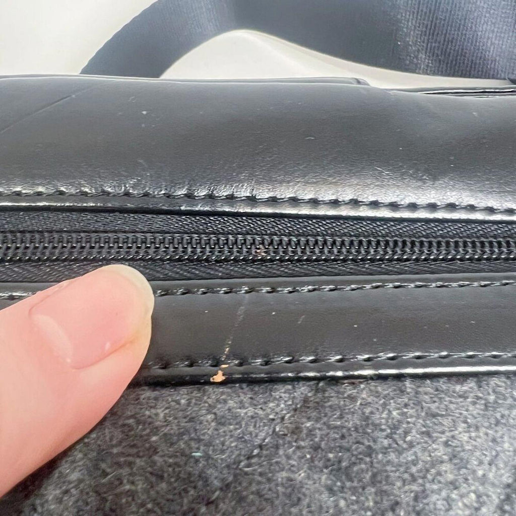 Knomo London Alfie Laptop Bag Briefcase Work Bag Black Leather Quilted Grey
