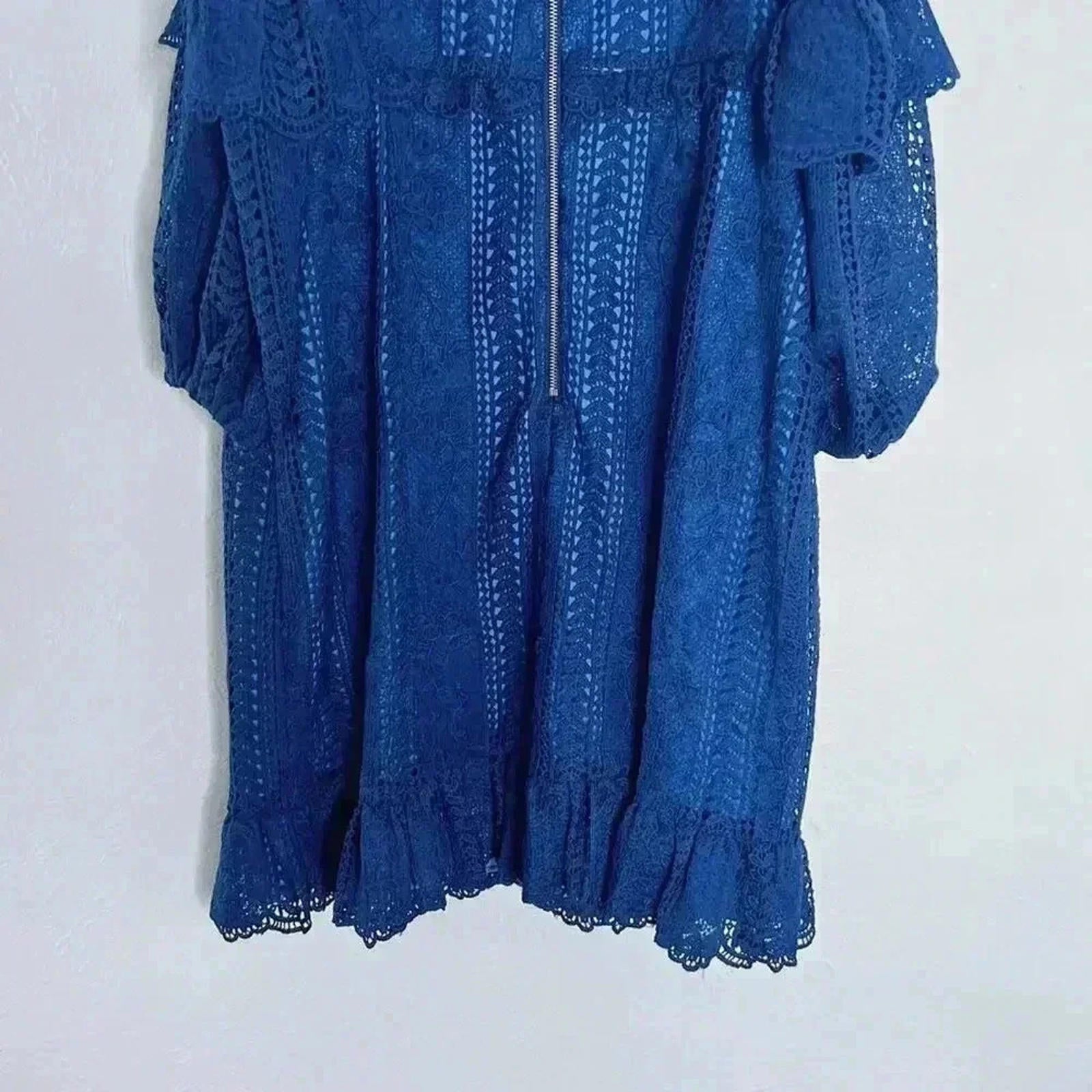 NWT Parker Blue Eyelet Off the Shoulder Dress in Night Women's Size 8