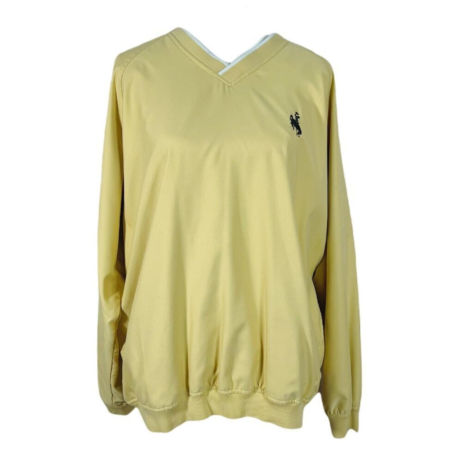 Vintage 1990s Ashworth Men's Golf Shirt Golf Jacket Yellow Blokecore Size L