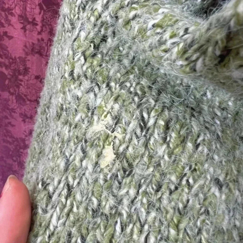 Bohme Green White Turtleneck Mock Neck Knit Sweater Women's Size XS
