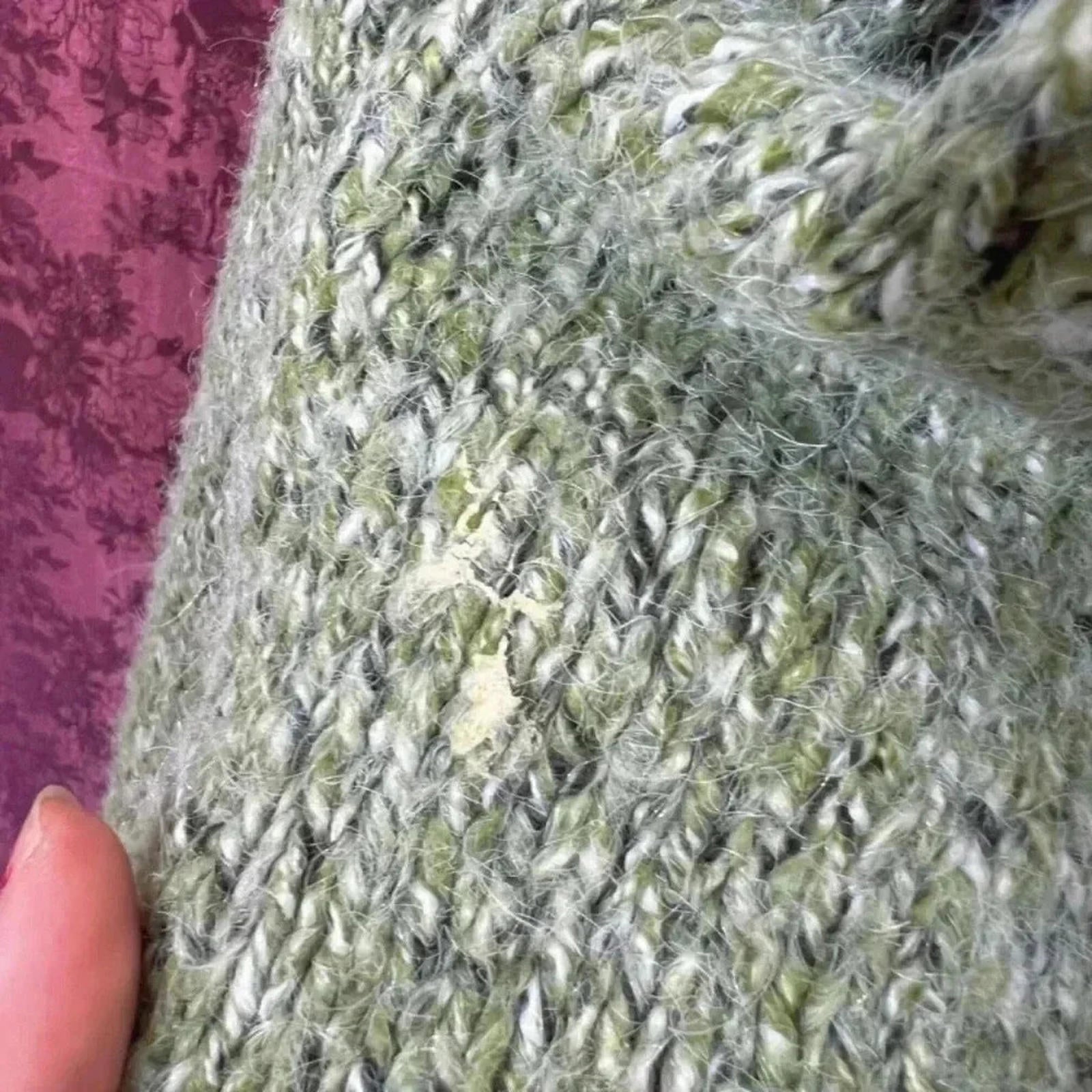 Bohme Green White Turtleneck Mock Neck Knit Sweater Women's Size XS