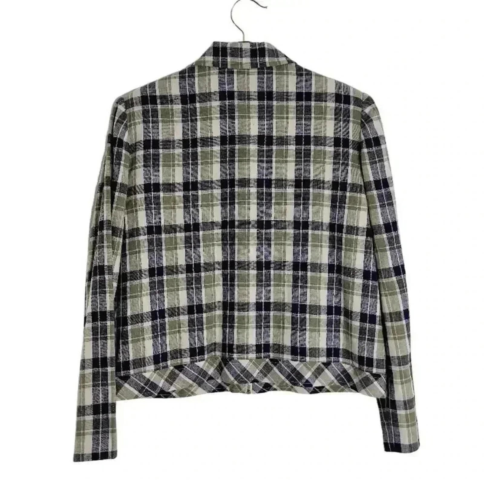 Vintage Tofy Green Blue Plaid Zip Up Jacket Women's Size 12