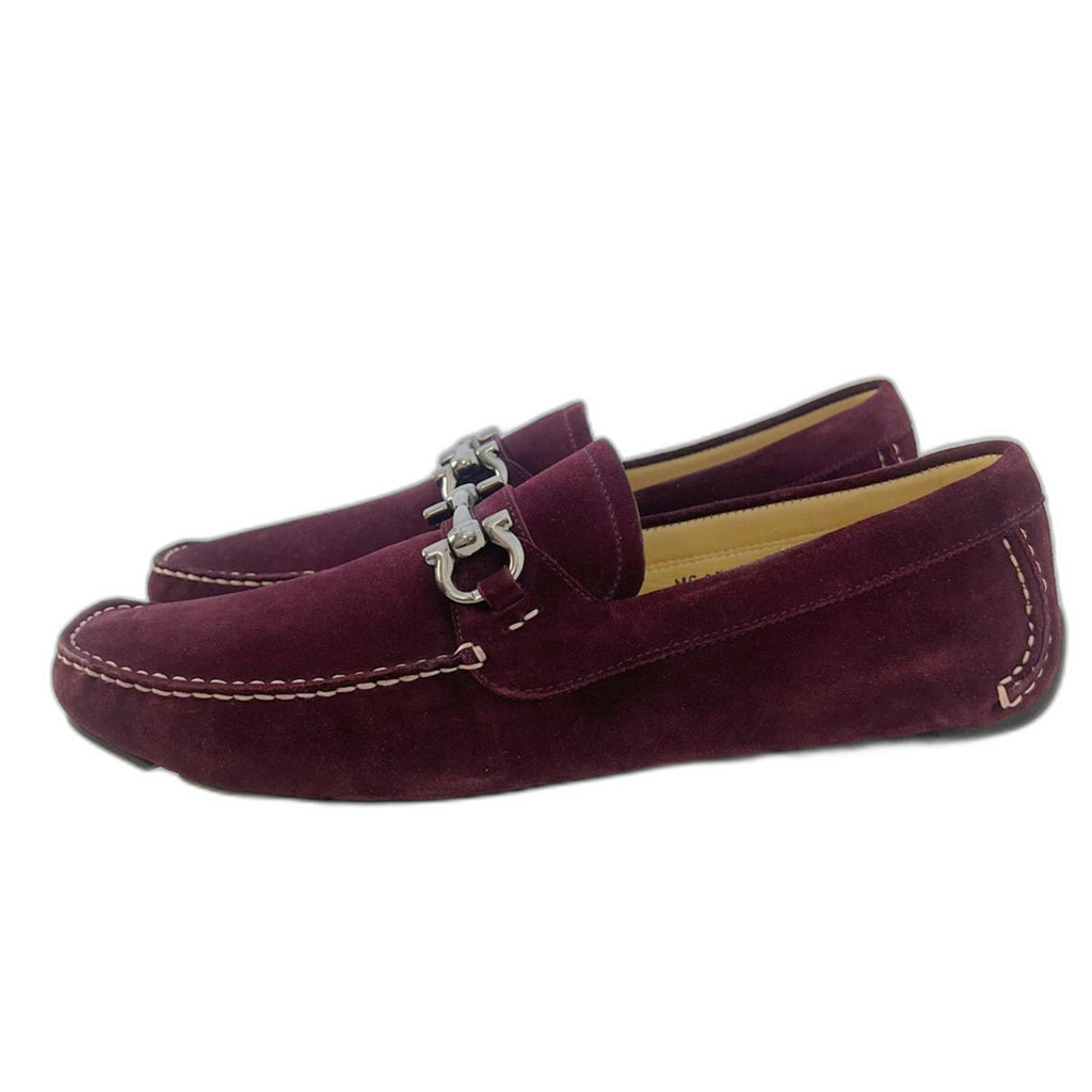 Salvatore Ferragamo Men's Gancini Suede Bit Loafers Purple Plum Men's Size 9.5