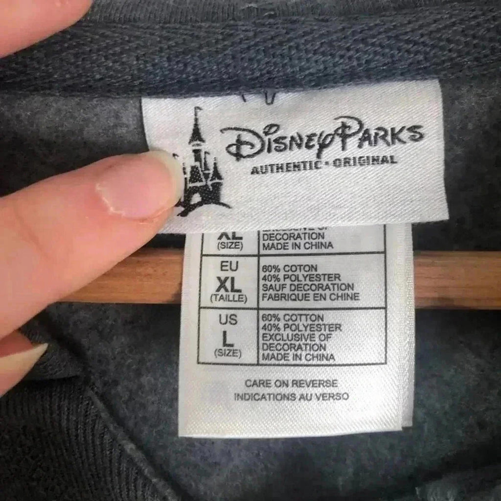 Disney Parks y2k Mickey Mouse Grey Rhinestone Hoodie Sweatshirt Women's Size L