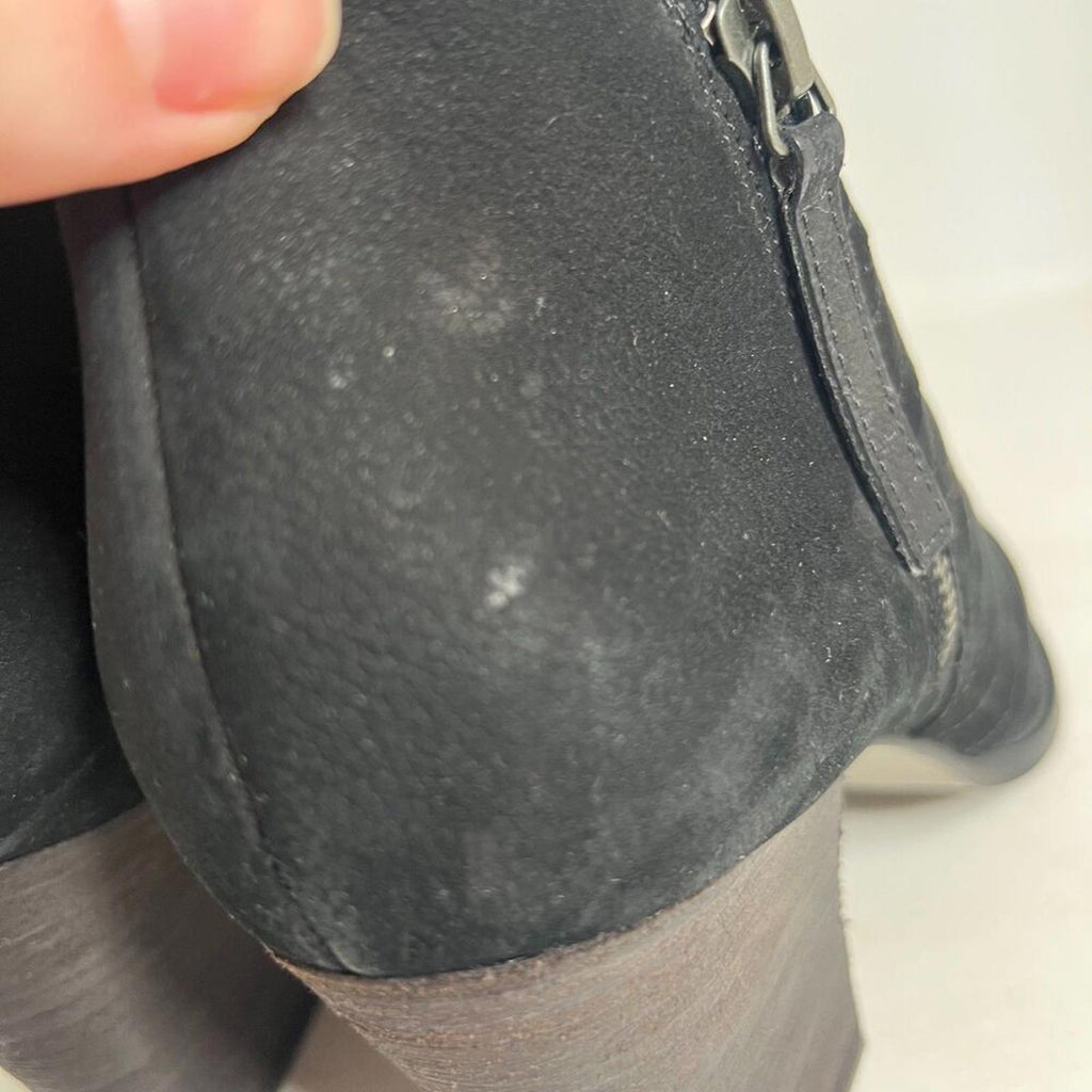 Paul Green Malibu Black Suede Ankle Boots Leather Booties Size 5.5 UK 8 US