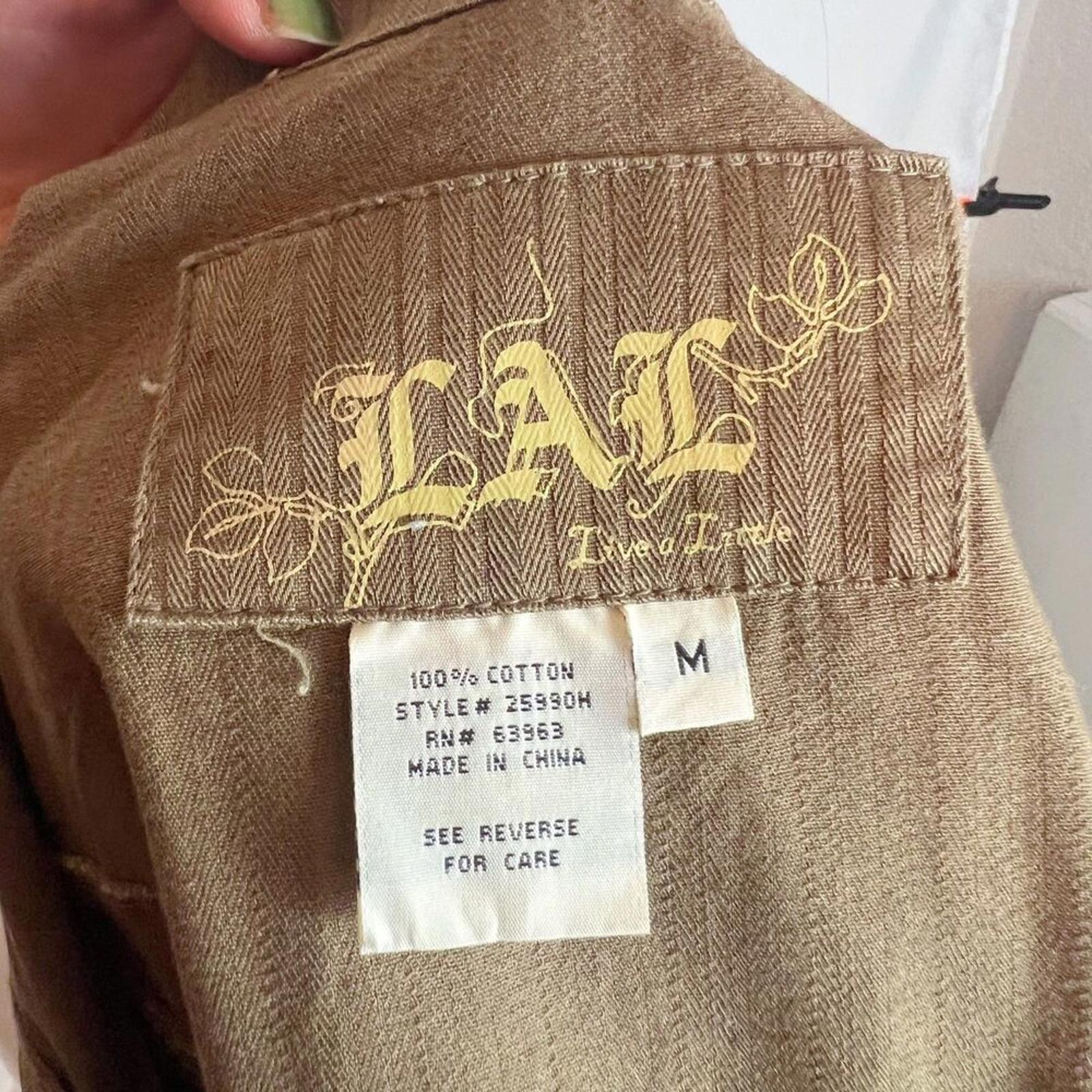 y2k Vintage Live a Little Brown Military Jacket Utility Women's Size M