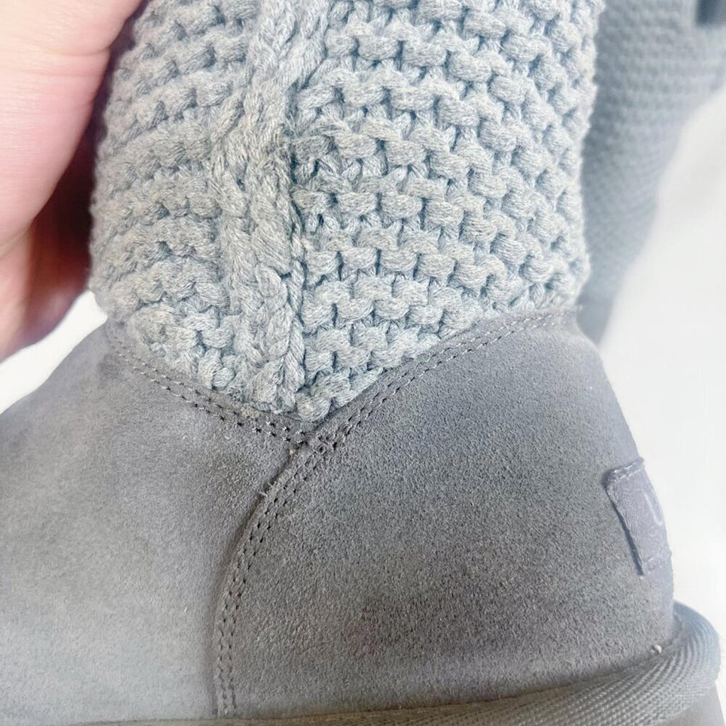 UGG Australia Shaina Boots Grey Charcoal Knit Tall Boots Foldover Size 7