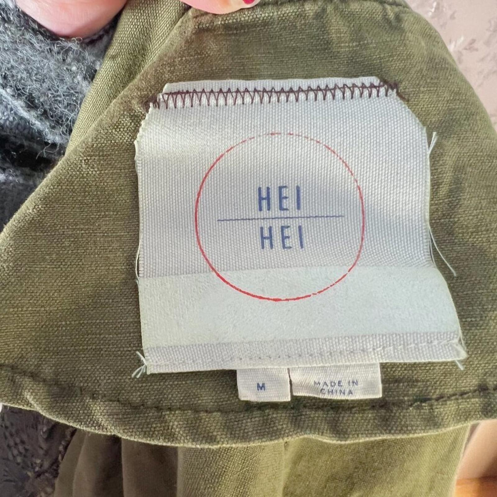 Anthropologie Hei Hei Olive Green Lace Trim Anorak Army Military Jacket Size M