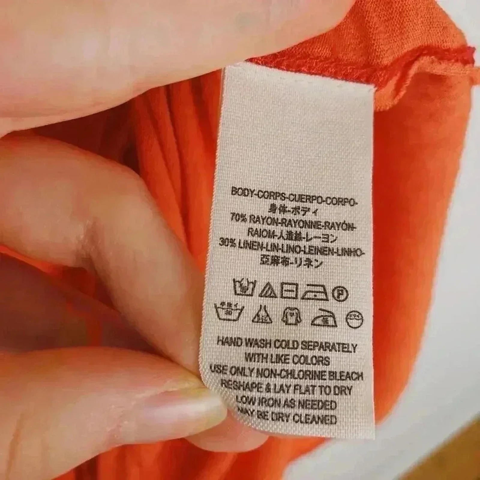 NWT Free People Orange Asymmetrical Burnout T Shirt Top Women's Size S