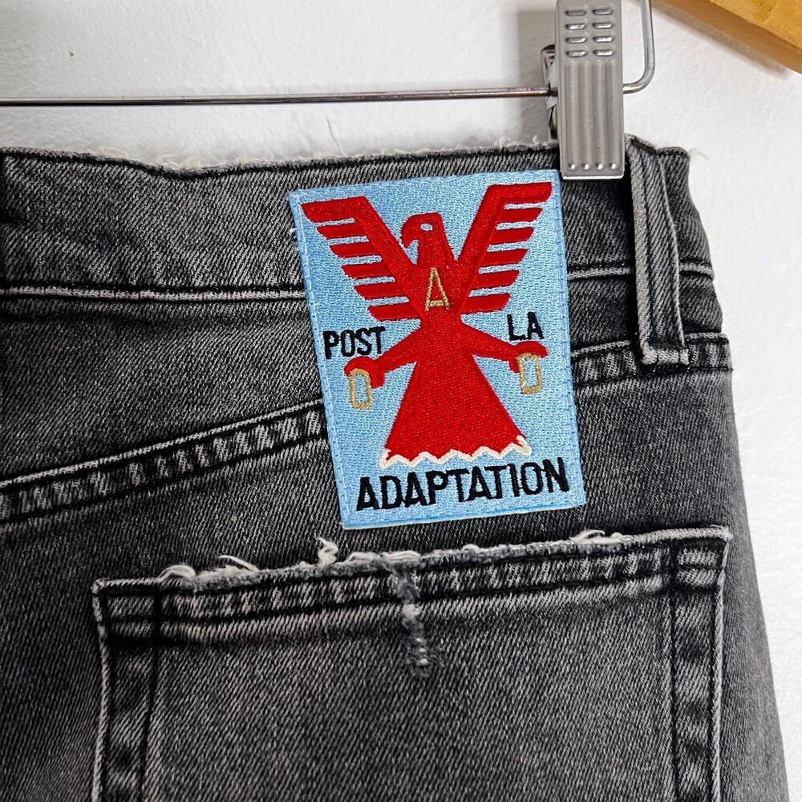 Adaptation Dark Grey Charcoal Jeans High Rise Distressed Flared Denim Grunge