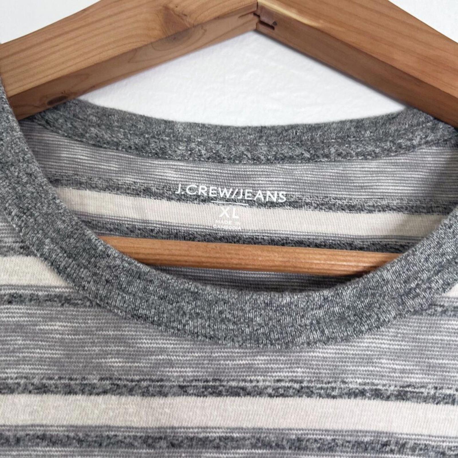 J. Crew Men's Grey Striped Crew Neck T Shirt Size XL